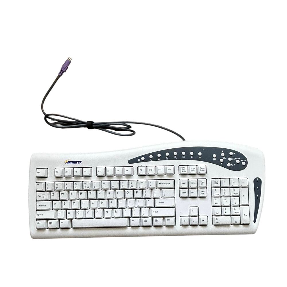 Vintage Memorex MX5200 / MX2700 Wired PS/2 Multimedia Keyboard White, Tested